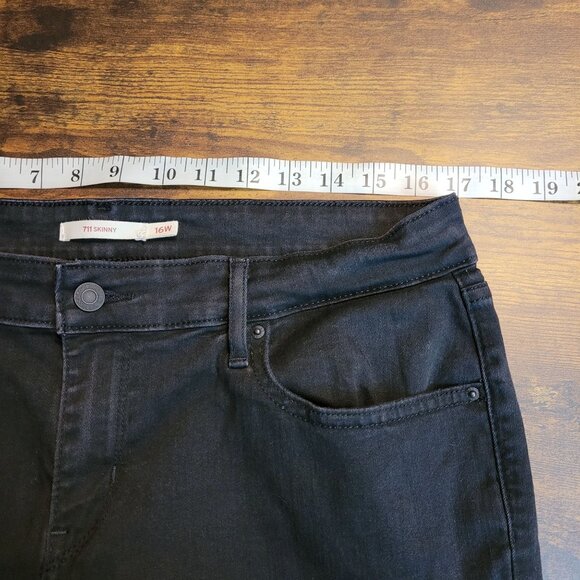 Levi's Jeans 16 W Skinny 711 Mid Rise Black Wash Stretch Denim Western Rodeo - Picture 7 of 11